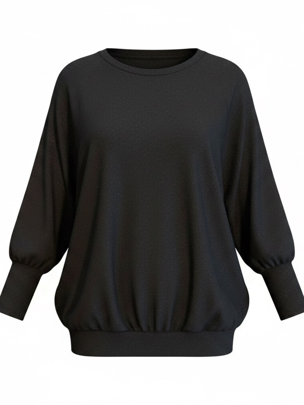 Avenue Black Balloon-Sleeve Pullover Sweatshirt